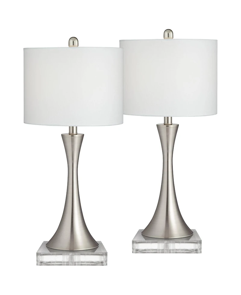 360 Lighting Gerson Modern Table Lamps Set of 2 with Square Risers 25 1 /2 Inches High Dimmers Led Drum Shade for Bedroom Living Room