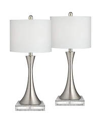 360 Lighting Gerson Modern Table Lamps Set of 2 with Square Risers 25 1 /2 Inches High Dimmers Led Drum Shade for Bedroom Living Room