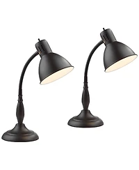 360 Lighting Breck 17" High Small Traditional Desk Lamps Set of 2 Gooseneck Arm Dark Finish Metal Home Office