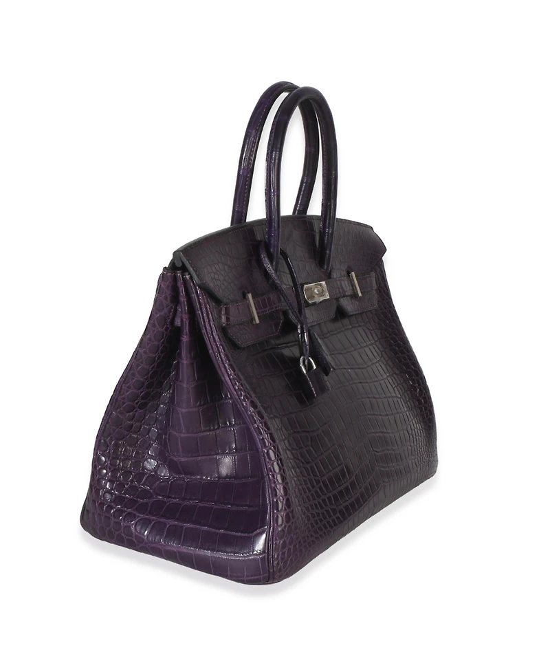 Pre-Owned HERMES Amethyst Matte Niloticus Crocodile Birkin 35 Phw
