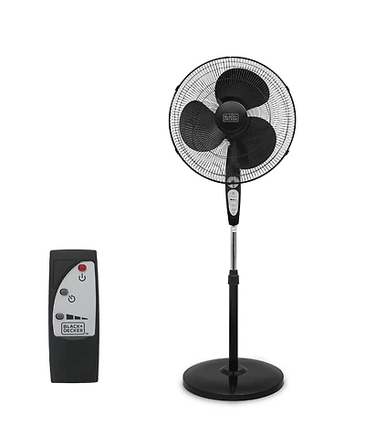 Black+Decker 18 inch Standing Oscillating Pedestal Fan with Remote, 90-Degree Oscillation, 3 Speed Settings