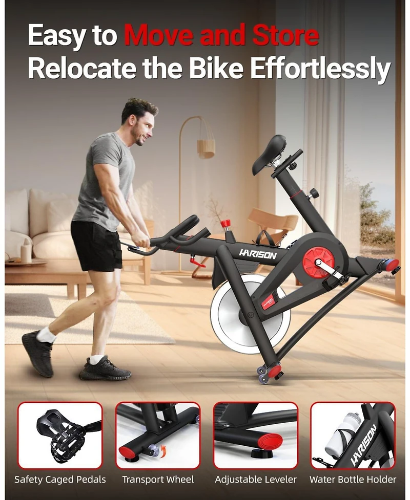 Harison Semi-Commercial Exercise Bike, 380 lbs Capacity, Magnetic with Bluetooth (Hrm-X11)