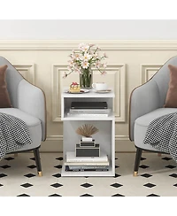 Gymax 2 pieces S-Shaped Side Table for Small Space Morden End Table with S-Shaped Frame
