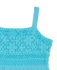 Rare Editions Girls' 2T-6X Crochet To Gauze Tiered Dress