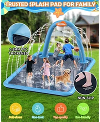 Gnuadz Splash Pad Sprinkler Basketball Hoop Non-slip Outdoor Pool Kids