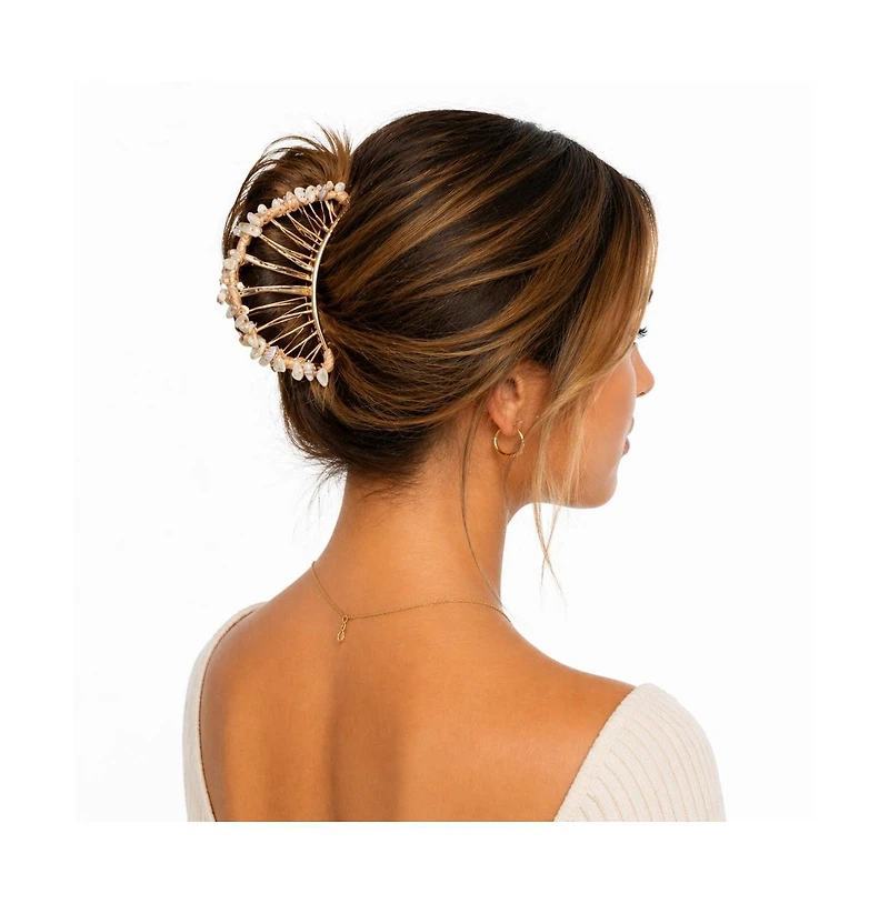 Women's Raffia Seashell Hair Claw Clip - White