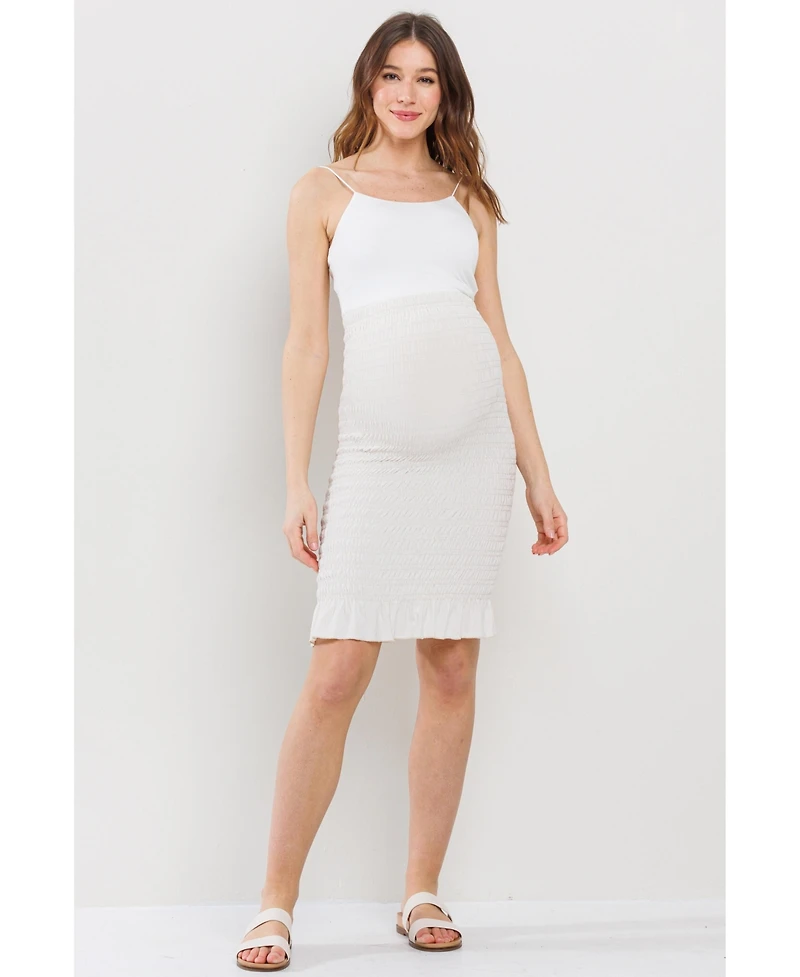Hello Miz Maternity Smocked High-Rise Ruffle Skirt