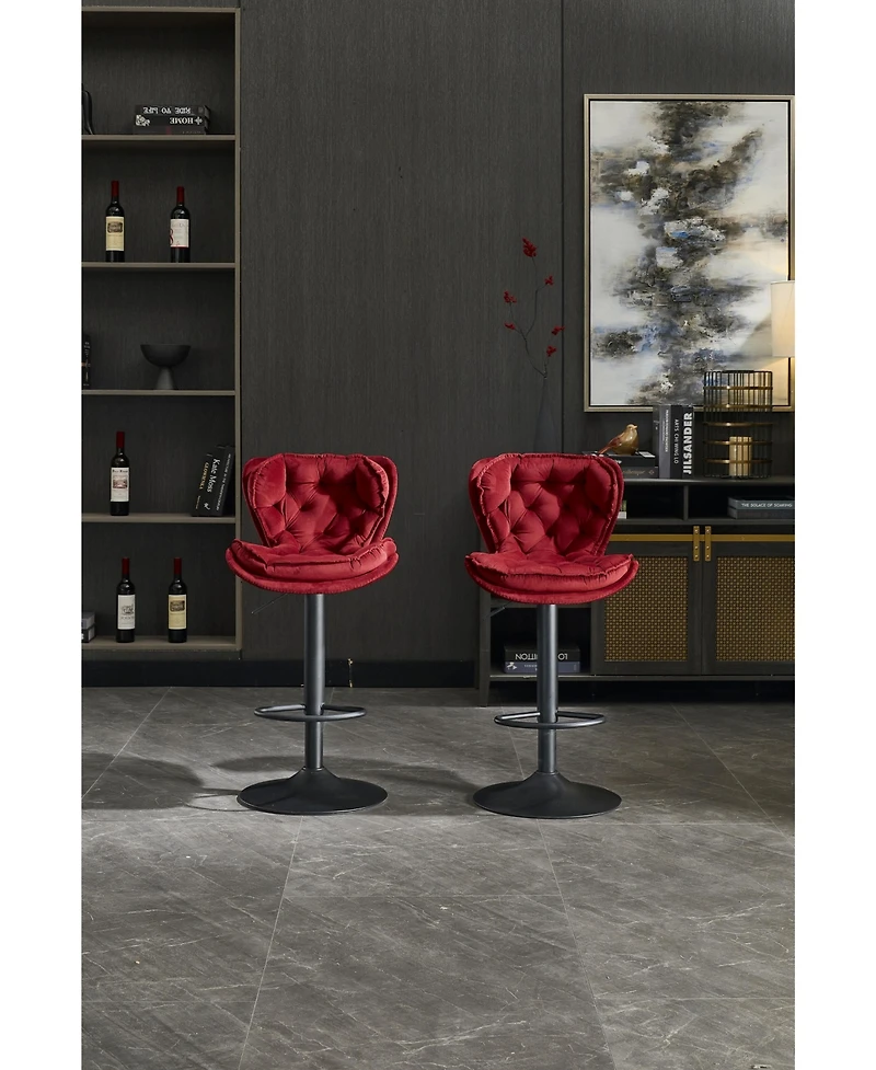 flynama Velvet Adjustable Swivel Bar Stools Set of 2, 300 Lbs Capacity