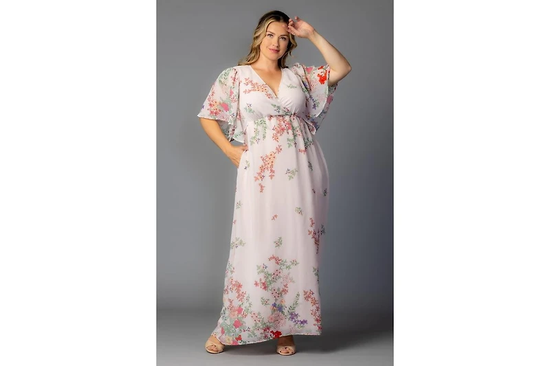 Kiyonna Plus Catalina Border Print Gown