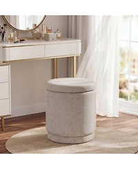 Costway Round Storage Ottoman Footrest with Removable Lid 400 Lbs Weight Capacity for Home