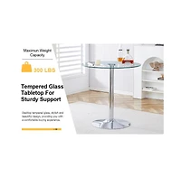 flynama 35" Round Glass Dining Table with Electroplated Metal Legs