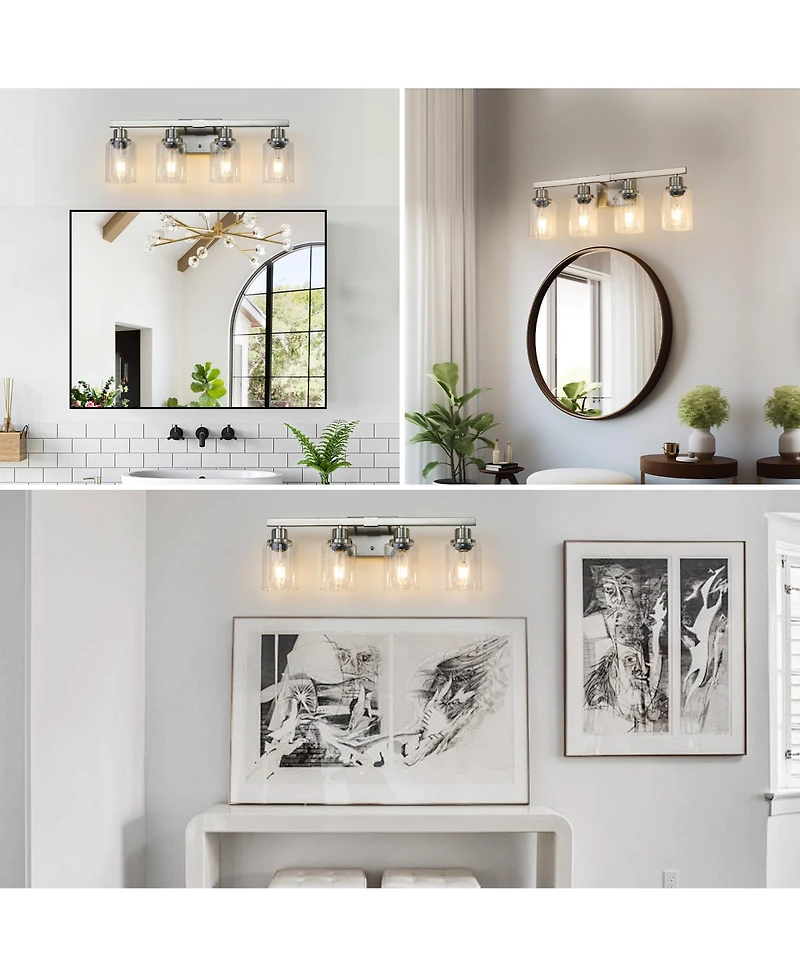 Busdays 24 Inch Modern 4 Light Bathroom Vanity Light Fixture with Clear Glass Shades for Bathroom Vanity Dressing Area No Bulbs