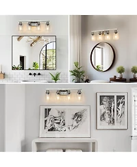 Busdays 24 Inch Modern 4 Light Bathroom Vanity Light Fixture with Clear Glass Shades for Bathroom Vanity Dressing Area No Bulbs