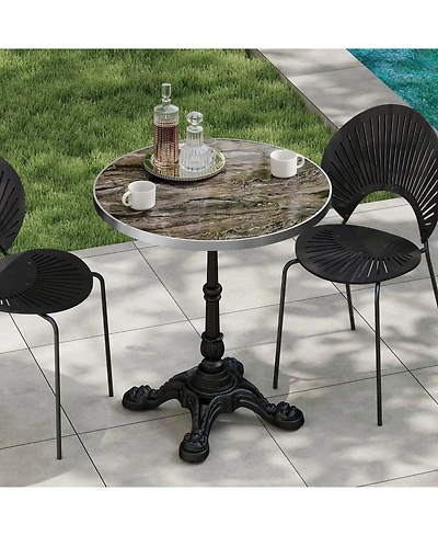 flynama 31.5" Square Sintered Stone Bistro Table - Faux Marble Outdoor Patio Table