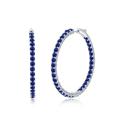 Simona Elegant Round Inside-Outside Cubic Zirconia Hoop Earrings.