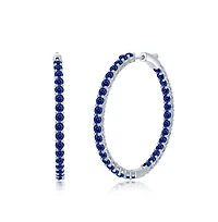 Simona Elegant Round Inside-Outside Cubic Zirconia Hoop Earrings.