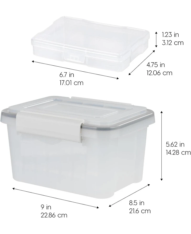 Iris Usa WeatherPro Photo Storage Organization Container with 7 Inner 4 Inch x 6 Inch Cases, Two Pack