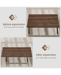 homfan Extendable Dining Table for 6-8, Industrial Rectangular Kitchen with Metal Frame, Expandable Wood-Top
