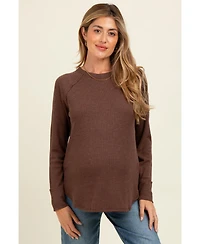 Pinkblush Maternity Beige Baby Waffle Knit Long Sleeve Top