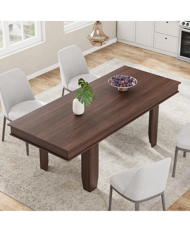homfan Extendable Dining Table for 6-10, Farmhouse Rectangular Kitchen with Butterfly Leaf, Mdf Frame, Easy Assembly
