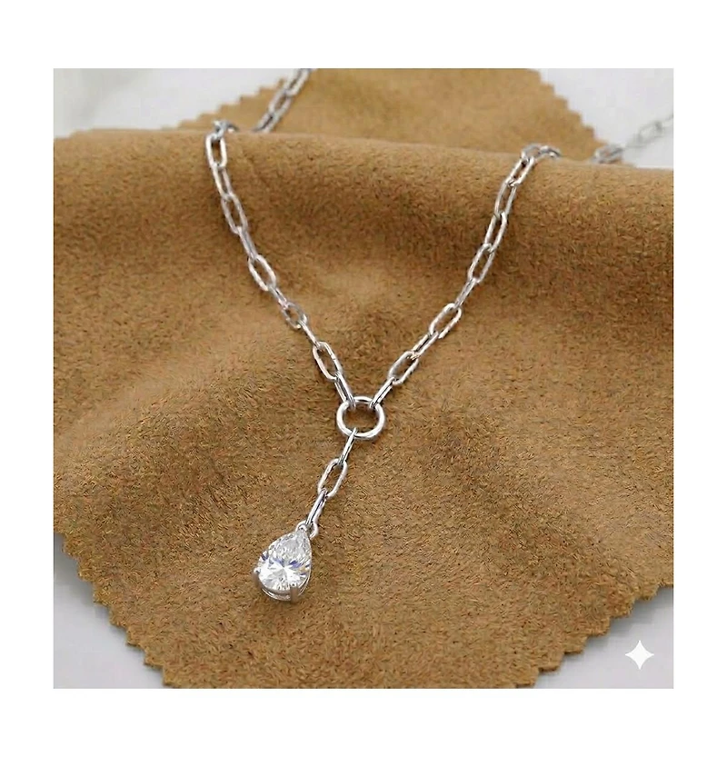 Simona Timeless Pearshaped Cz Paperclip Necklace
