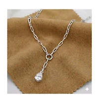 Simona Timeless Pearshaped Cz Paperclip Necklace