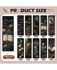 Gnuadz Gothic Dark Academia Bookmarks Vintage Flowers Black Cat