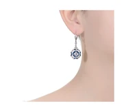 Rachel Glauber White Gold Plated Geometric Cz Statement Drop Earrings