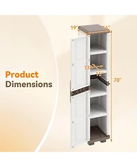 Costway Slim Storage Cabinet with Single Door, Plastic Kitchen Pantry 4 Shelves