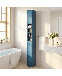 Costway Slim Bathroom Tall Cabinet with 2 Doors, 1 Drawer and 5 Adjustable Shelves for Home