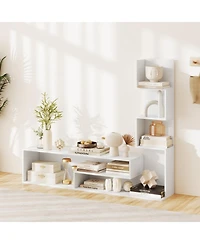 Gymax Cube Tv Stand for TVs up to 50inch Media Console Table with L-shaped Storage Shelves
