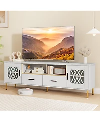 Gymax Modern Faux Marble Entertainment Center 71-Inch Tv Stand