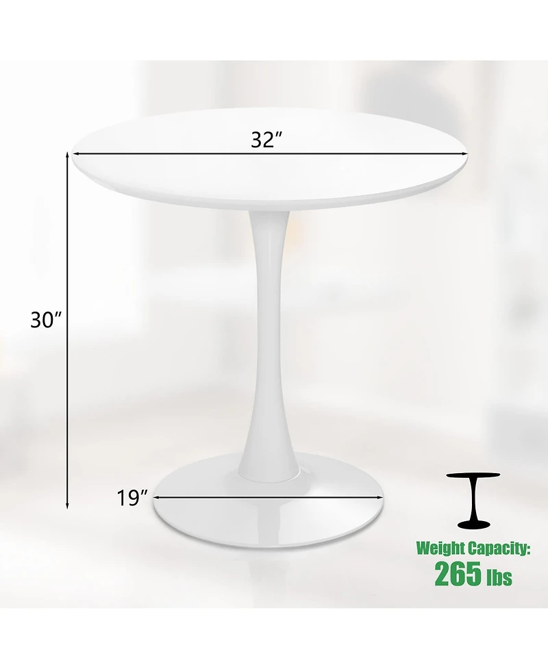 Gymax 32'' Modern Tulip Kitchen Table Round Dining Table with Mdf Top and Metal Pedestal Base