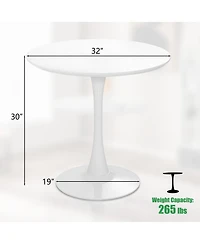 Gymax 32'' Modern Tulip Kitchen Table Round Dining Table with Mdf Top and Metal Pedestal Base