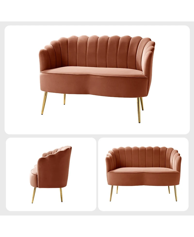 Hulala Home Hendrix Contemporary 50.2" Velvet Loveseat Sofa with Metal Legs