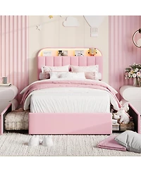 gaomon Twin Size Bed Frame with 2 Flexible Drawers