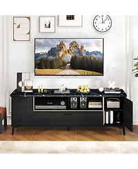 Gymax Mid Century Modern Entertainment Center 63-Inch Tv Stand for TVs up to 75inch