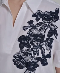 Karl Lagerfeld Paris Plus Cotton Short-Sleeve Top