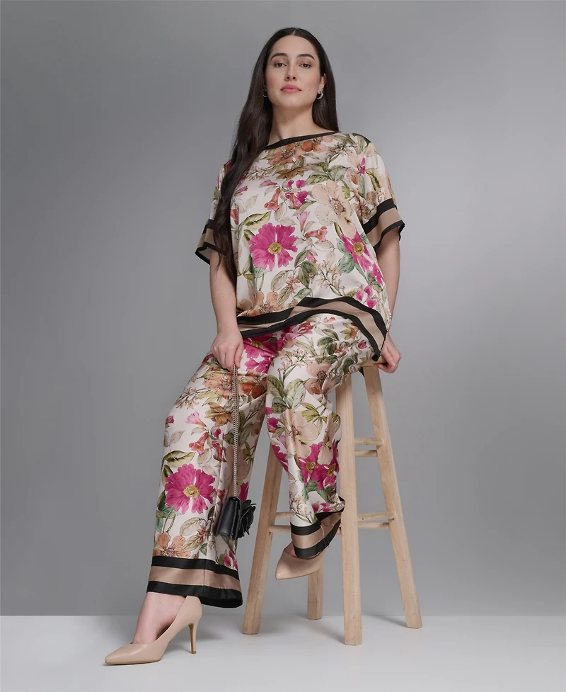 Karl Lagerfeld Paris Plus Printed Boat Neck Top