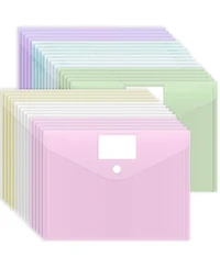 Gnuadz Plastic Envelopes File Folders Hook Loop Closure Label Pocket A4 School Office