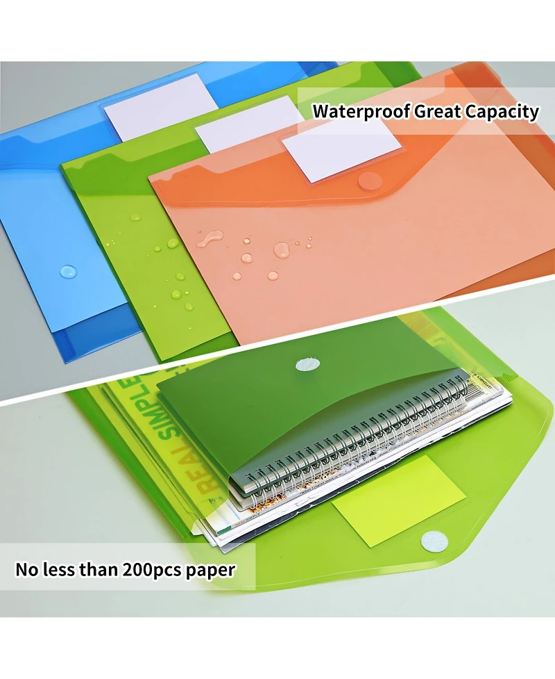 Gnuadz Plastic Envelopes File Folders Hook Loop Closure Label Pocket A4 School Office