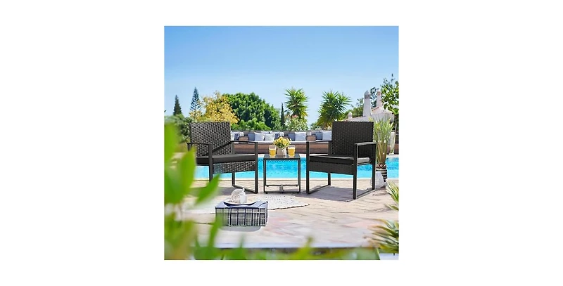 Slickblue Outdoor 3-Piece Patio Furniture Set with 2 Patio Chairs and 1 Side Table