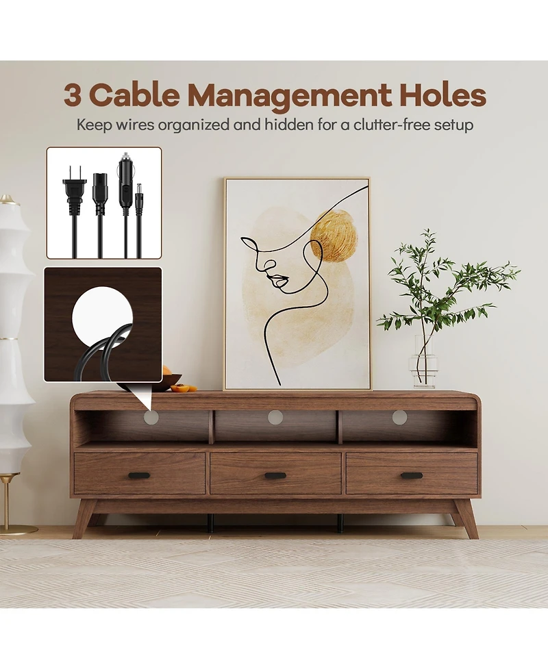Gymax Tv Stand for Tvs Mid Century Modern Entertainment Center TV Cabinet