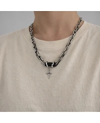 Rebl Jewelry Black Cross Link Necklace
