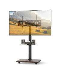 Gymax Rolling Tv Stand on Wheels with 30 Degree Tilt Mount Adjustable Shelf and Cable Management