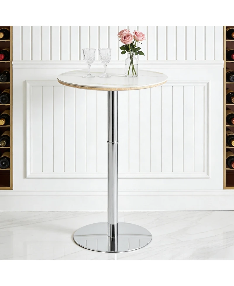 flynama 39" Rock Slab Bar Table with Silver Base and Legs