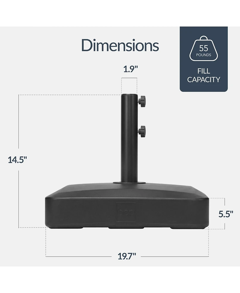 Best Choice Products Fillable Plastic Patio Umbrella Base Stand, Pole Holder w/ Adjustment Knob, Asscher Design