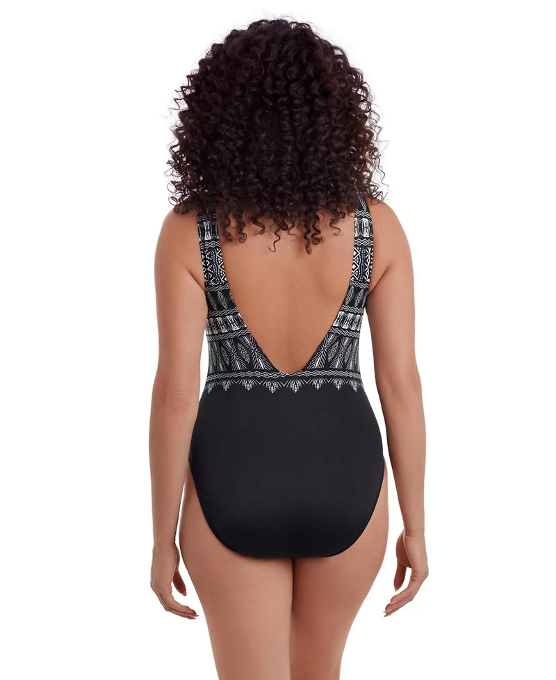 Longitude by Mimi Flamingo Women's Just Shine Scoopback Highneck Modern Leg One Piece Swimsuit