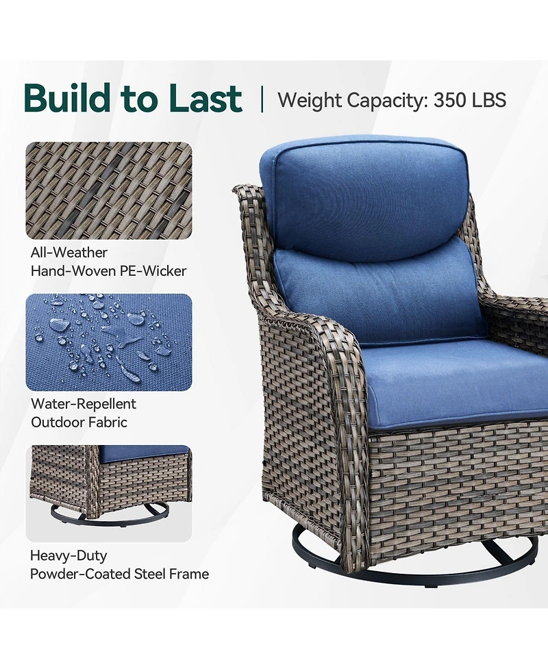 Pocassy 4 Pieces Outdoor Gliders Chairs Swivel with 5-Inch Thick Cushions