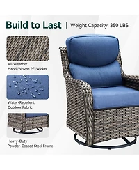 Pocassy 4 Pieces Outdoor Gliders Chairs Swivel with 5-Inch Thick Cushions